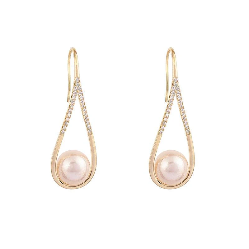 Rose Gold Pearl Earrings - Image 5