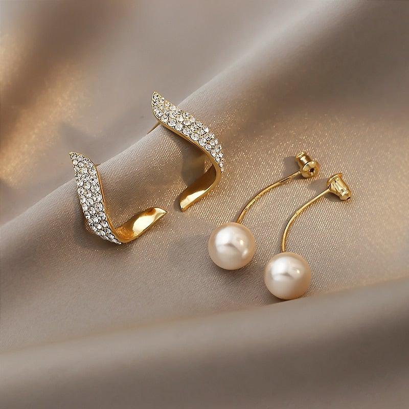 Gold Pearl Earrings - Image 3