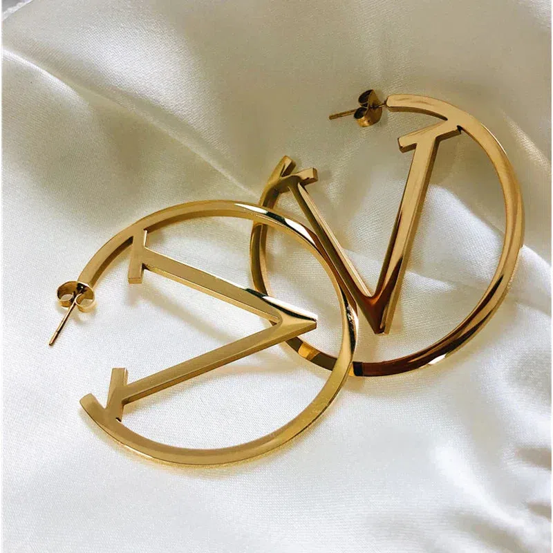 Punk V Earrings in Gold - Image 3