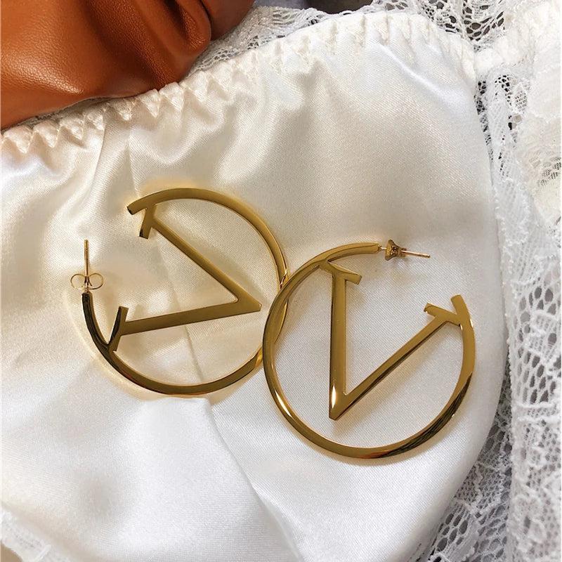 Punk V Earrings in Gold - Image 4