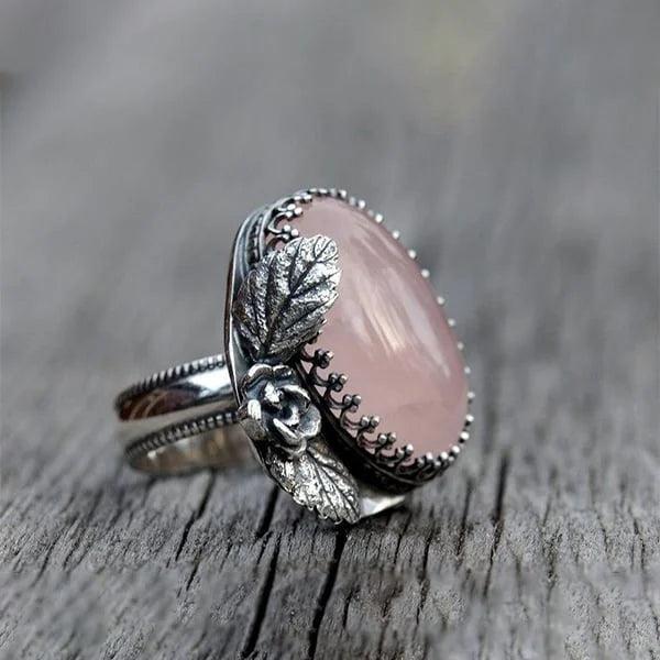 Retro Rose Pink Crystal Ring - Image 2
