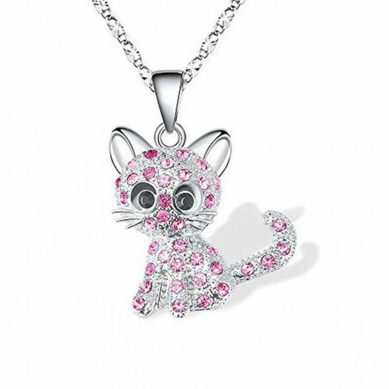 Silver Baby Kittens and Colored Zirconia Necklace - Image 3