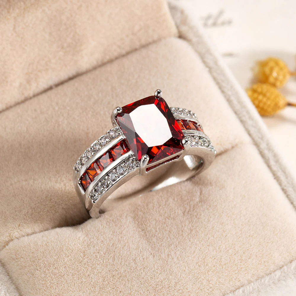 Silver Ruby Split-Shank Ring