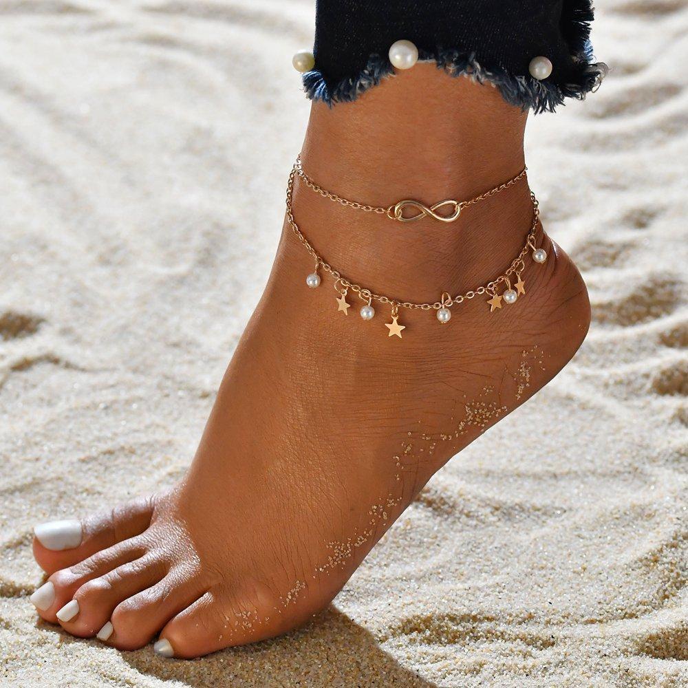 Infinite Ankle Cord Bracelet + Beads and Stars - Image 2