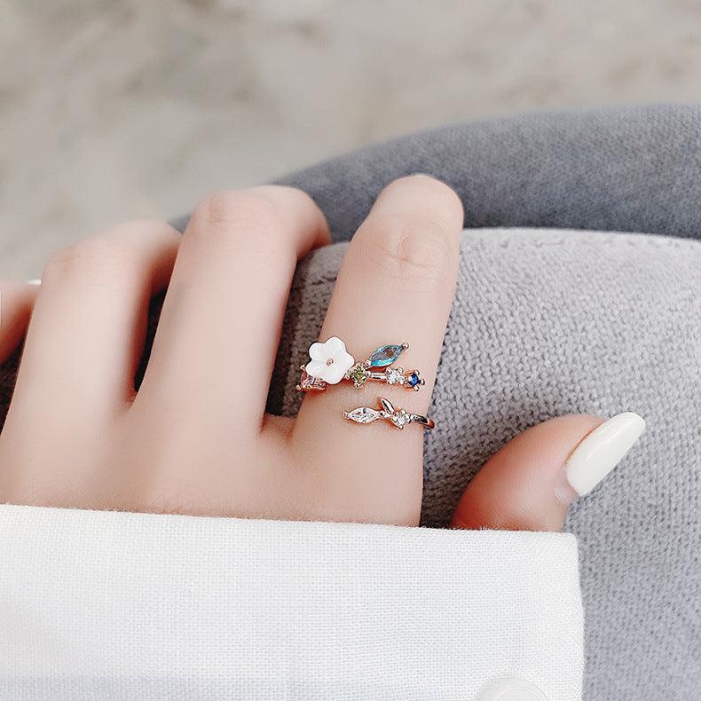 Adjustable Ring Wildflower with Gold Gemstones - Image 2