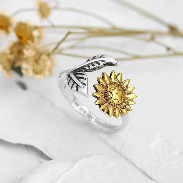 Adjustable Gold Sunflower Ring - Image 2