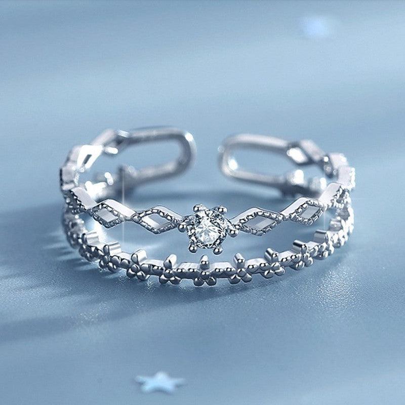Adjustable Zirconia Silver Ring - Image 2