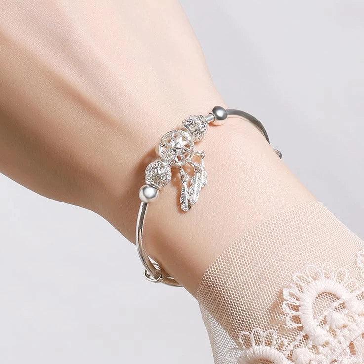 Adjustable bracelet with triple leaf charms made of 925 sterling silver - Image 3