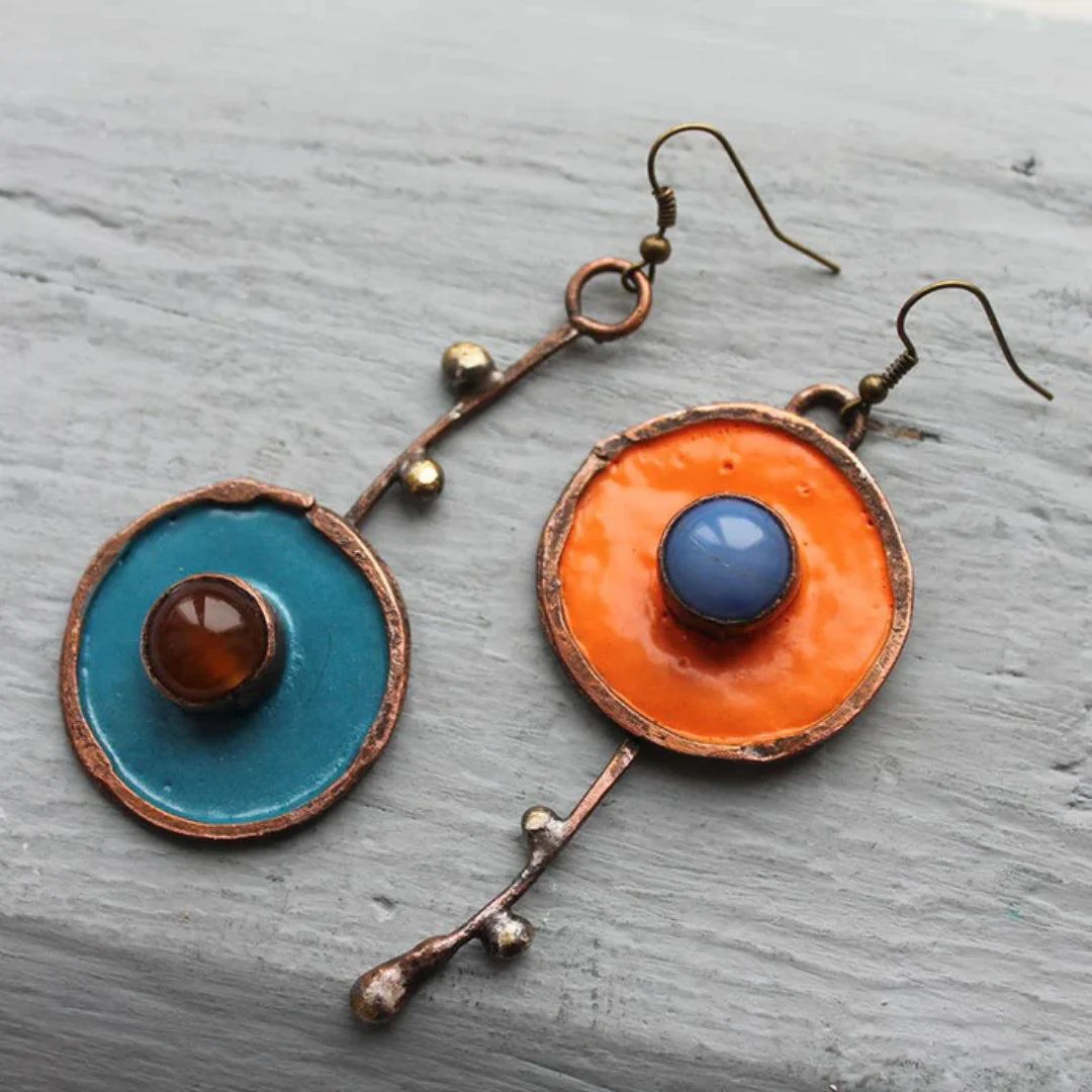 Vintage Hand-Painted Enamel Earrings