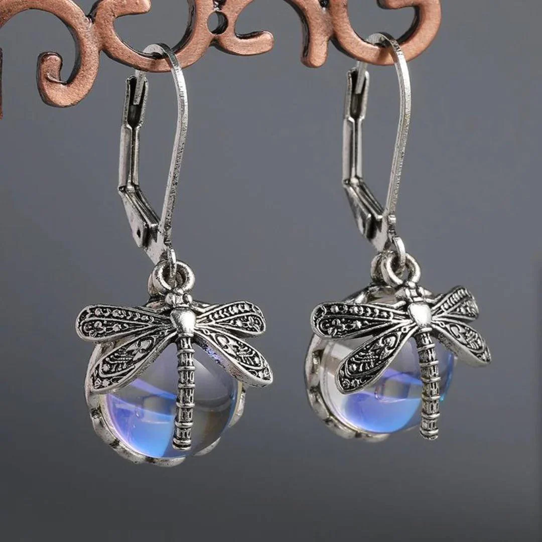 Vintage Libelle Earrings in Sterling Silver and Crystal