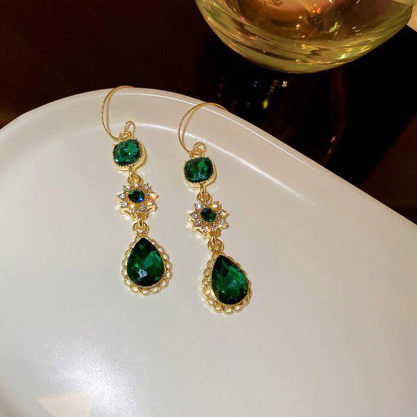 Vintage Luxury Green Crystal Earrings - Image 2