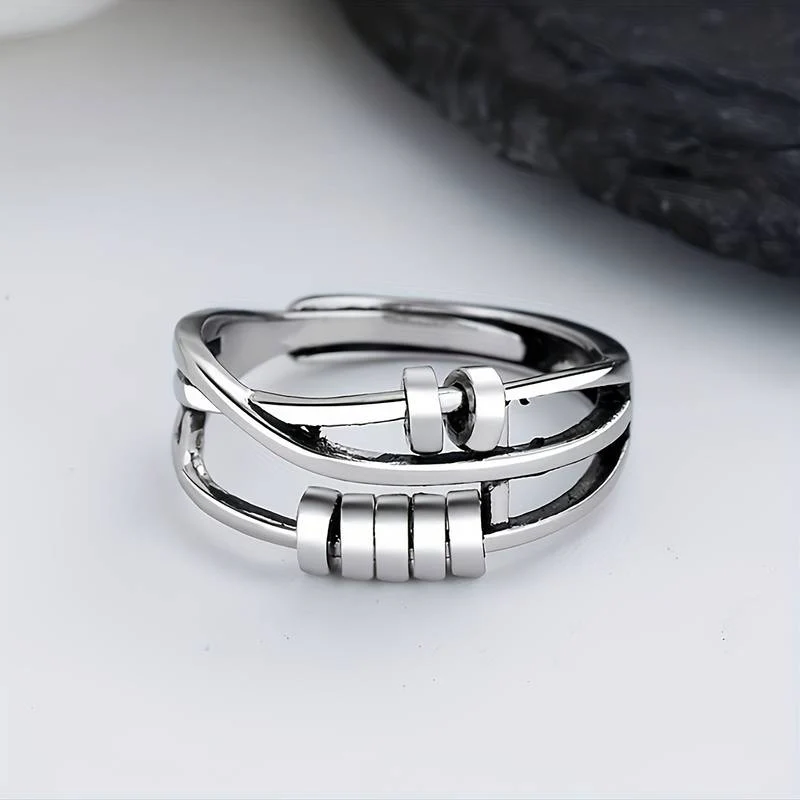 Vintage Silver Tree Layered Ring - Image 2