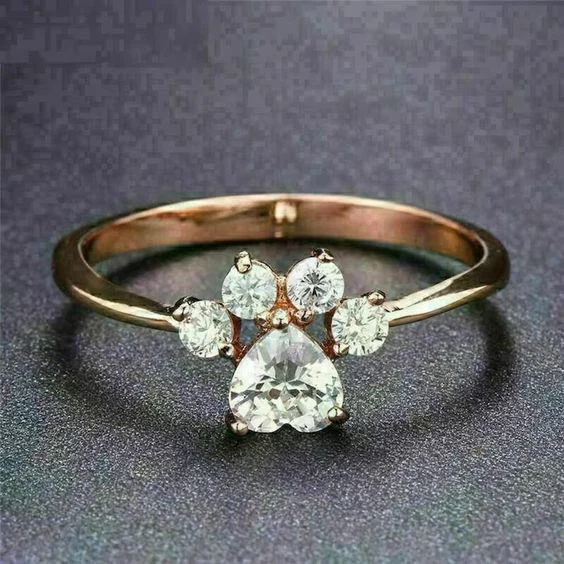 Vintage Zirconia Paw Ring